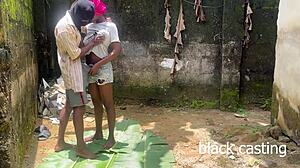 AFRICAN TEEN RIDES BIG BLACK COCK OUTDOORS KINKY