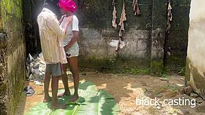 AFRICAN TEEN RIDES BIG BLACK COCK OUTDOORS KINKY