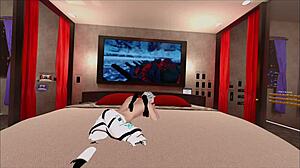 two furry monsters clash with huge cocks pounding wildly