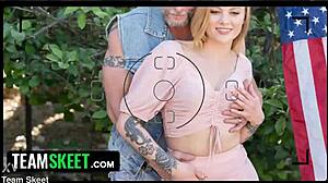 Stepdaughters host dirty stepfathers' day gangbang with tight pussies and perky tits