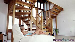 european babe's classy face jizzed after heels blowjob