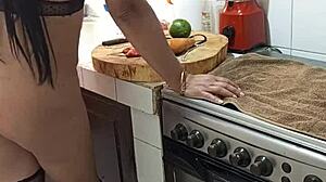 big ass milf masturbates in kitchen cooking dinner?
