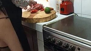big ass milf masturbates in kitchen cooking dinner?
