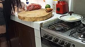 big ass milf masturbates in kitchen cooking dinner?