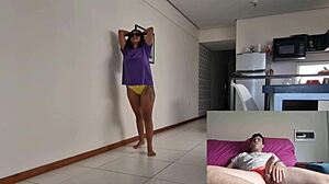 hot tinder blonde rubs heats up guys cock homemade