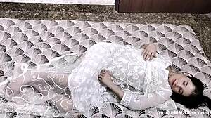 skinny indian milf gets bent over and creampied rough by hubby