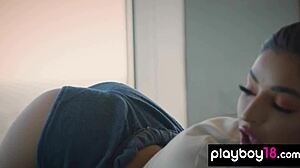 emily willis strips naked on the pool table showing her petite latina body