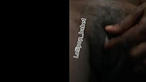 Sexy black babe gets wildly horny after smoking at home