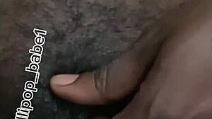 Sexy black babe gets wildly horny after smoking at home