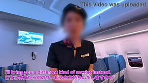 japanese stewardess trades meal for blowjob creampie pussy service
