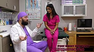 nurse misty addams gags deepthroat patient in latex gloves