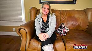 Busty Blonde Darrhani Sucks Throbbing Cock Rubbing Tits!