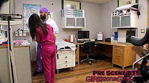 nurse misty addams gags deepthroat patient in latex gloves