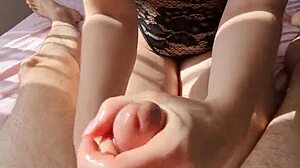 Hot Sunny Lingerie Massage Turns Into Explosive Cumshot Handjob