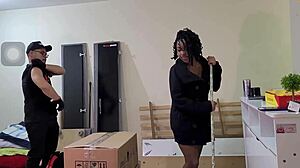 Made my boyfriend a cuckold fucking the mover in our home