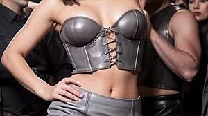 Filthy After-Work Leather Skirt Tease Boots Dancing Public Dirtiness!