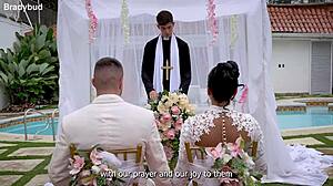 Unfaithful Bride Mariana Martix Deepthroats Priest on Wedding Day