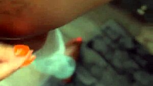 Ebony big ass quickie bathroom fuck sloppy blowjob