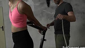 Flogged Bound Euro Slave Choked And Toy Punished In Garage