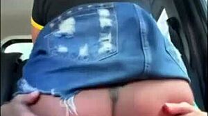 Brunette Brazilian Slut Sits on Cock Mid-Car Trip