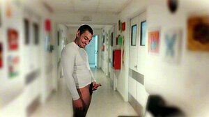 sexy caballero strokes his throbbing cock alone in hospital