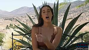 Brunette Teen Willa Prescott Strips Big Naturals Outdoors Tease