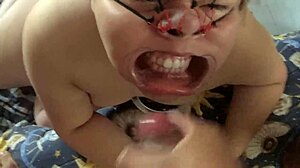 chubby latina bound facefucked bukkake cum dripping nose