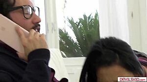 Horny babe deepthroats uncle's cock before rough face sitting fuck!