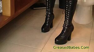 curvy brunette milf kristine, oil that fat fetish body for me slow!