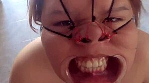 chubby latina bound facefucked bukkake cum dripping nose