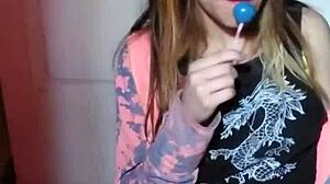 bonneyuwu teases with her three big lollipops so playfully