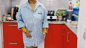 step sister moans on brother's big cock in kitchen?