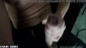 muscular brazilian jerks thick veiny cock to cum