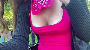 italian milf artemisia love plays big natural tits solo outdoor