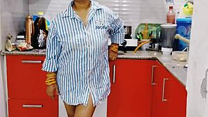 step sister moans on brother's big cock in kitchen?