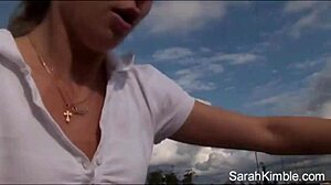 Sarah Kimble Rollerblades Park Nude Showing Small Tits Pussy Closeup