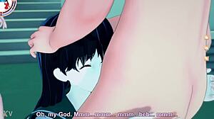 Kagome's deepthroat skills hit one in koikatsu party