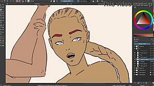 EBONY BIG TITTIES OILED UP WITH DILDO TOYS ON ASS PUSSY