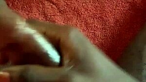 Teen jerks monster BBC in bedroom before anal cumshot double