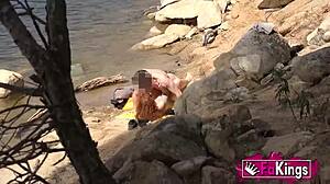 redhead jade nymph fucks wildly by lake caught
