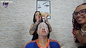 bad latina goddess pornstars humiliate with spitting domination fetish tattoo lover play