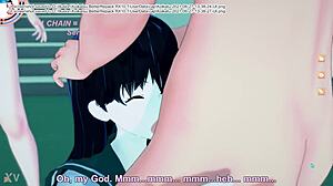 Kagome's deepthroat skills hit one in koikatsu party