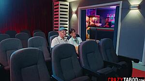 can you believe horny petite teen athena faris fucks her boyfriend rough in the cinema?