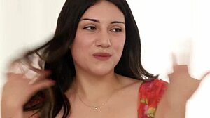 latina cutie cums nonstop fingering wet shaved pussy on sofa!