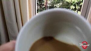 skinny otaku teen deepthroats on apartment balcony pov