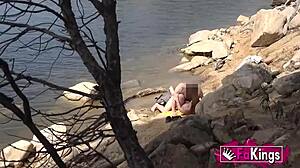 redhead jade nymph fucks wildly by lake caught