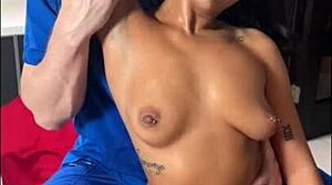 Big booty ebony Nina White gets oiled Swedish massage sex