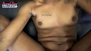 petite ebony evelyn deepthroats swallows huge cum load