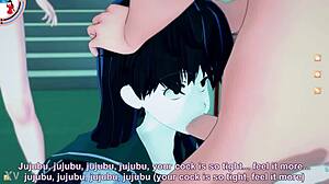 Kagome's deepthroat skills hit one in koikatsu party