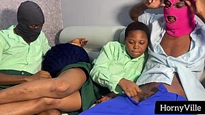 horny ebony students can't stop fucking after school with big cocks?